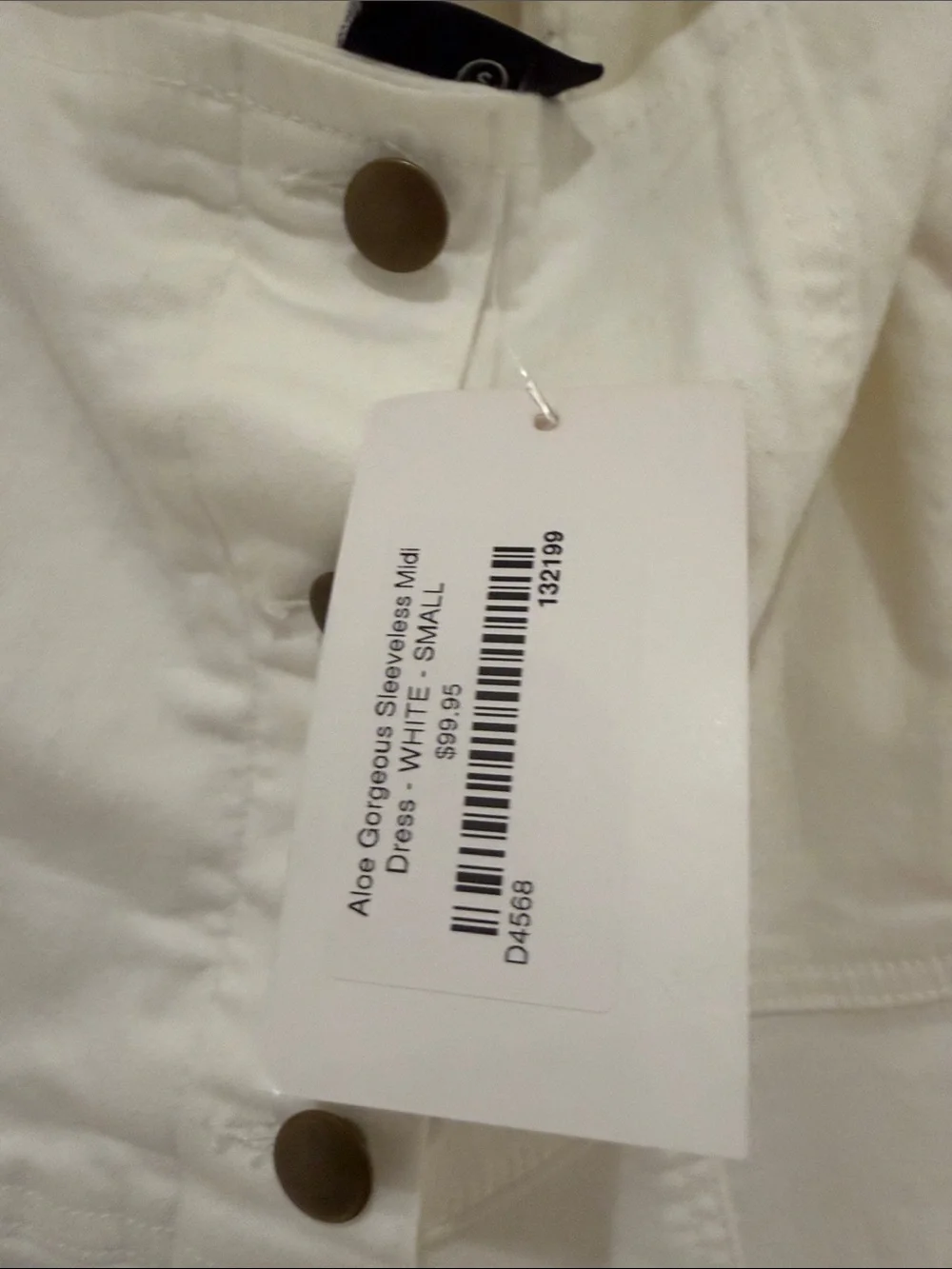 White Tie-Shoulder Button-Front Midi Dress - Picture 5 of 6